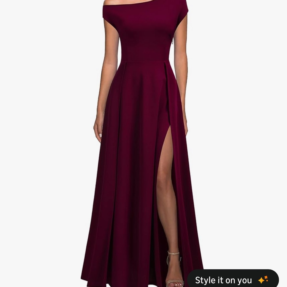 Elegant Off-Shoulder Burgundy Dress